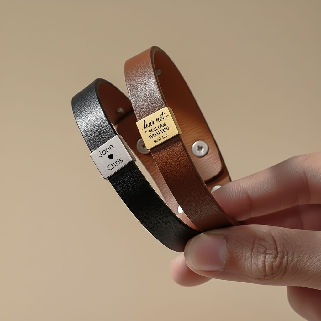 Premium Engraved Men's Leather Bracelet